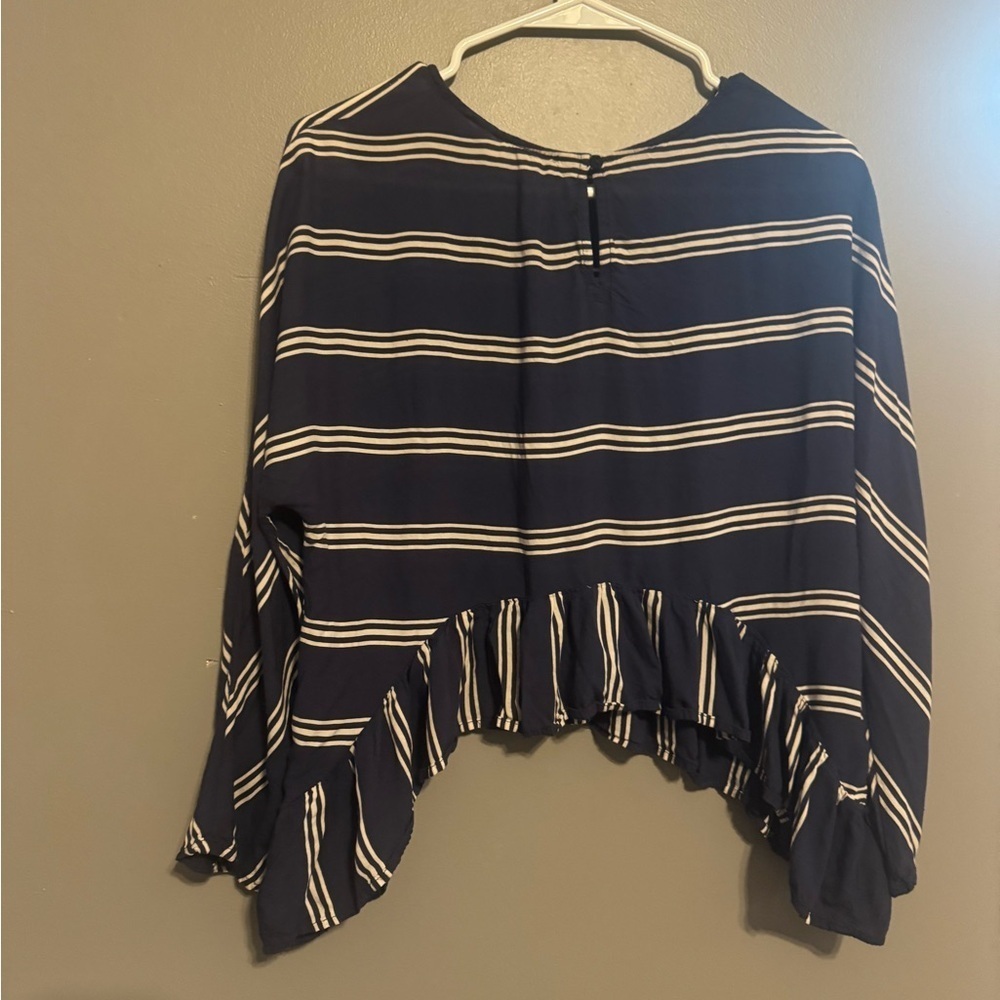 Navy Striped Women's Top